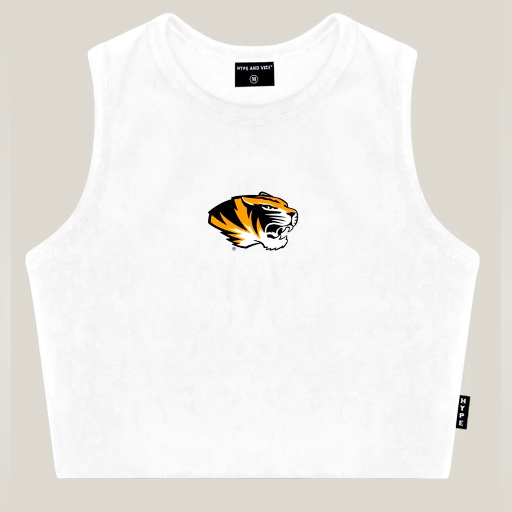 University of Missouri white cropped cut off tank
